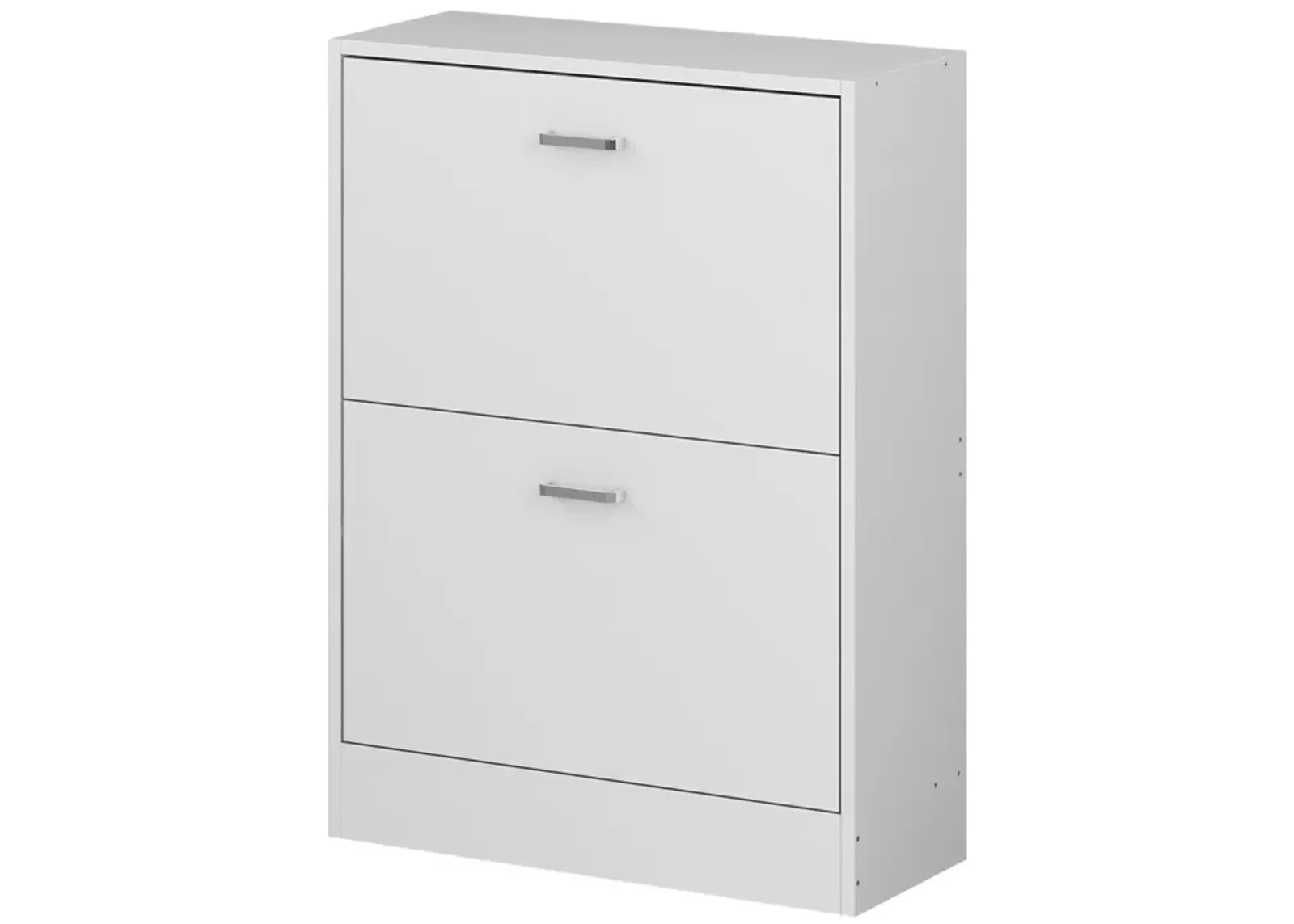 23.6 in. W x 31.4 in. H 12-Pair White Wood 2-Drawer Shoe Storage Cabinet with Foldable Compartments