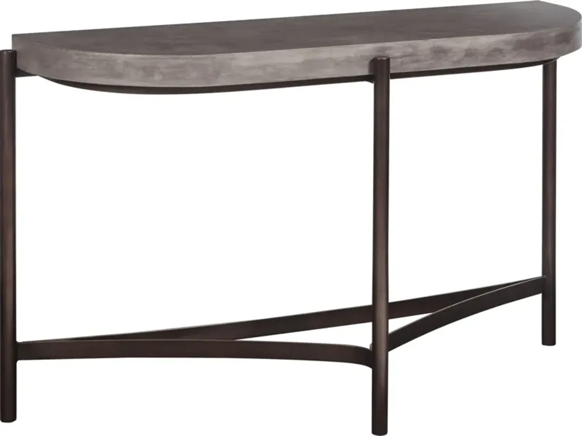 Lyon Semi-circular Natural Concrete and Metal Console Table