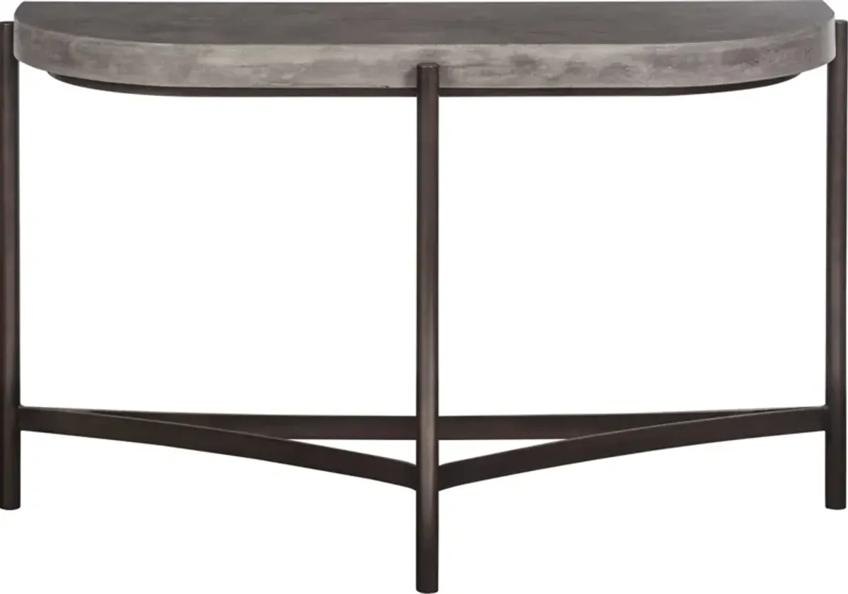 Lyon Semi-circular Natural Concrete and Metal Console Table