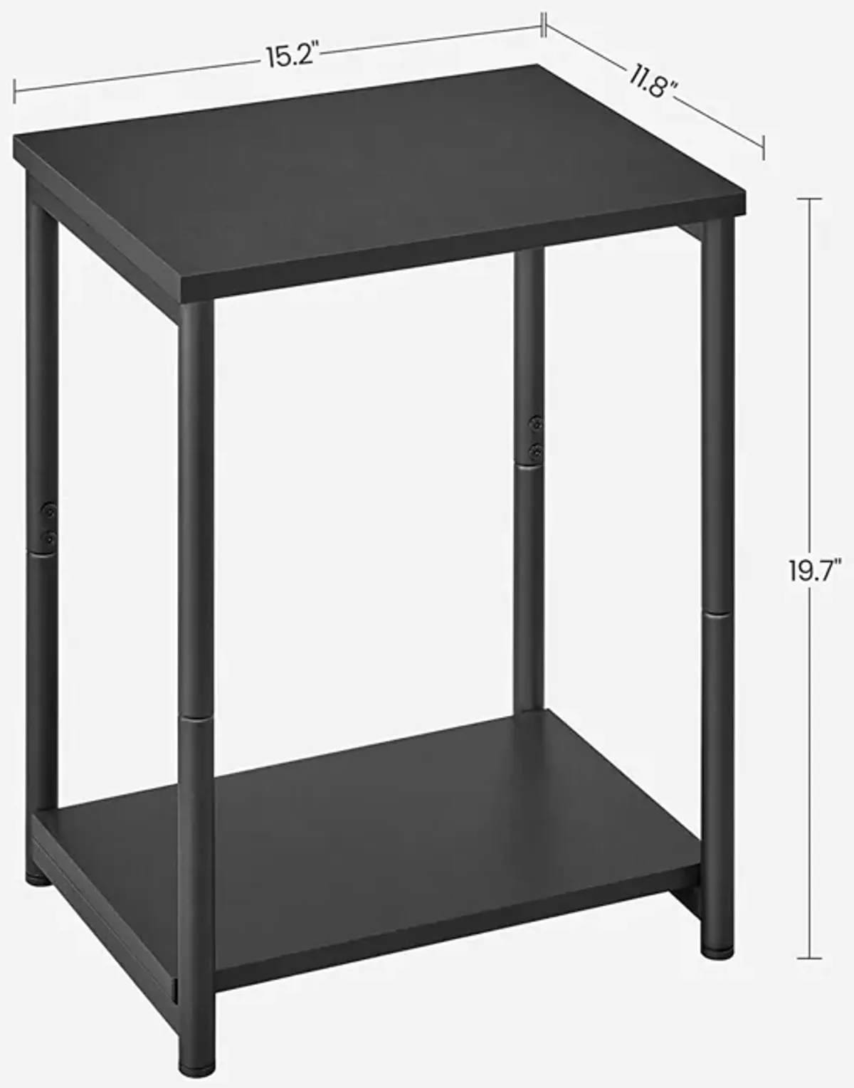 Steel Frame End Tables with Storage Shelf for Living Room and Bedroom- Set of 2