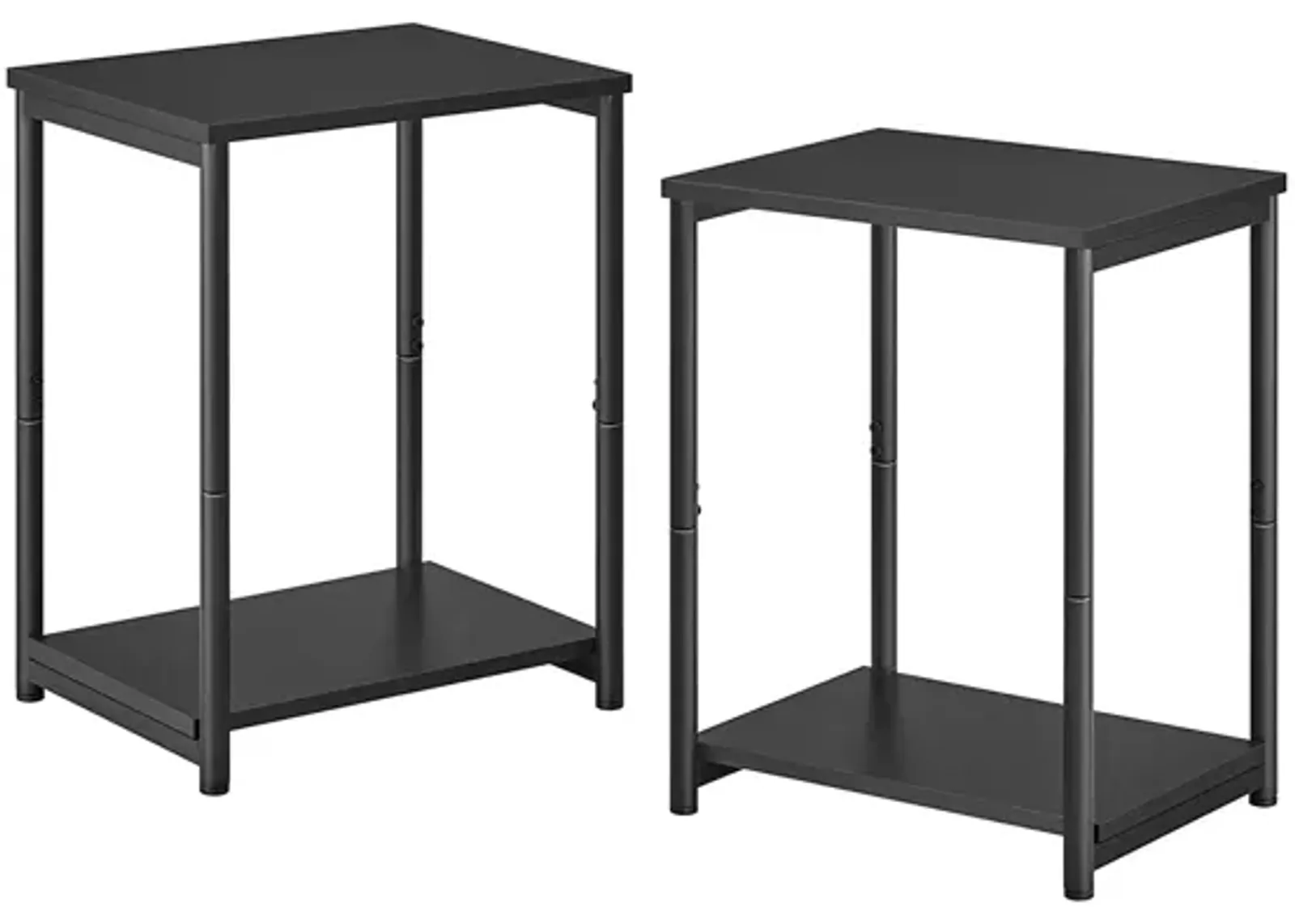 Steel Frame End Tables with Storage Shelf for Living Room and Bedroom- Set of 2