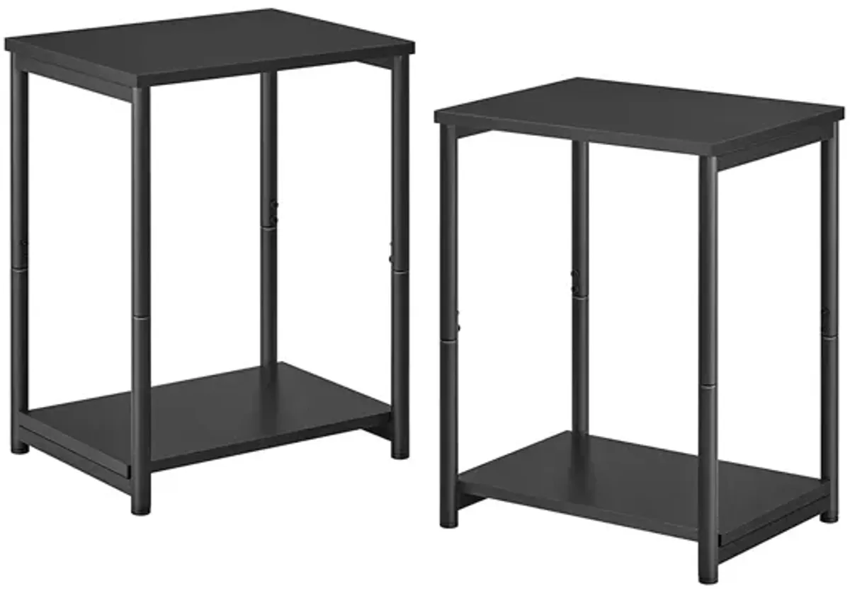 Steel Frame End Tables with Storage Shelf for Living Room and Bedroom- Set of 2