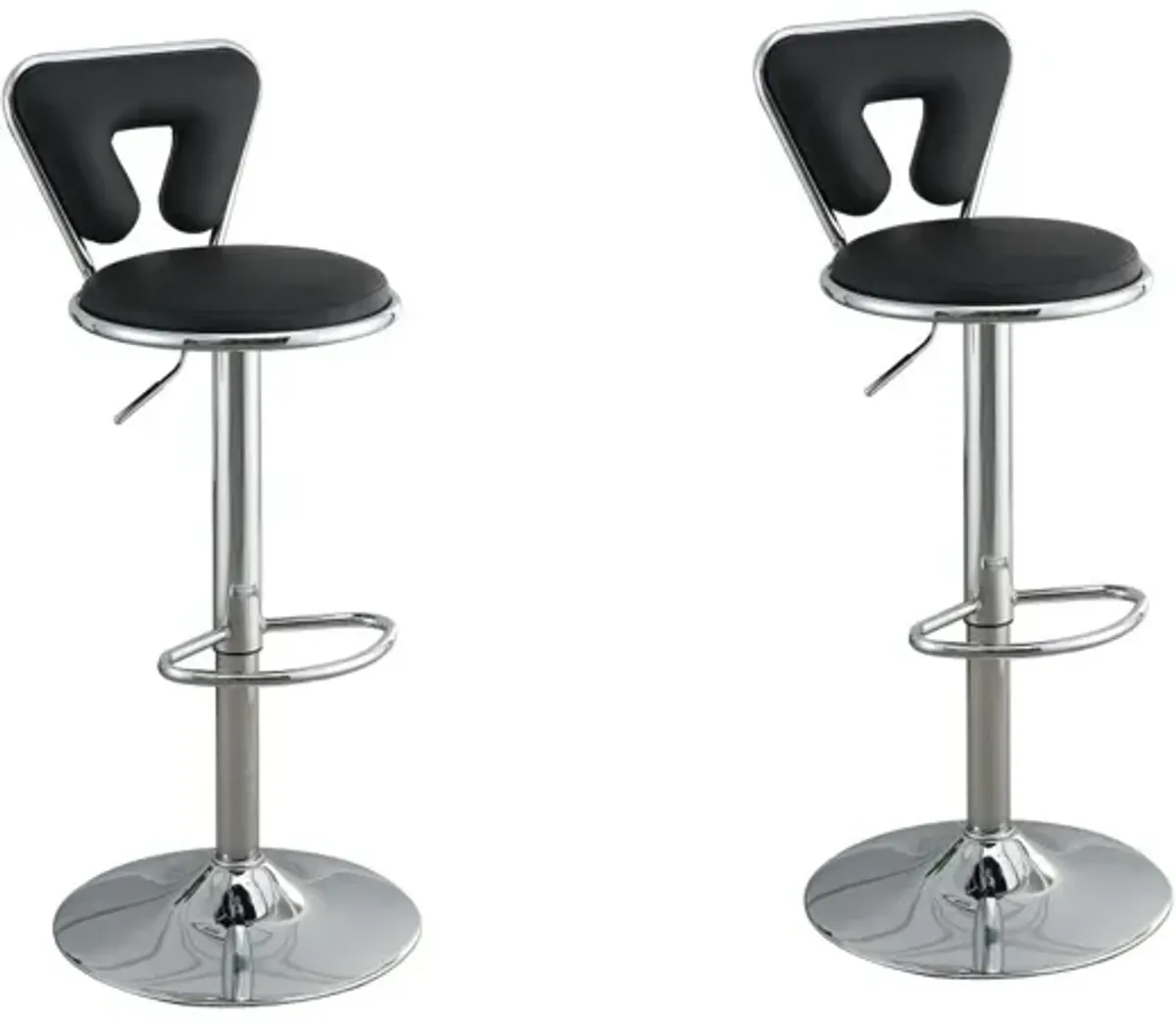 Set of 2 Black Faux Leather Barstool Chairs