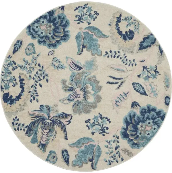 Tranquil TRA02 Ivory/Light Blue 5'3" x Round Rug