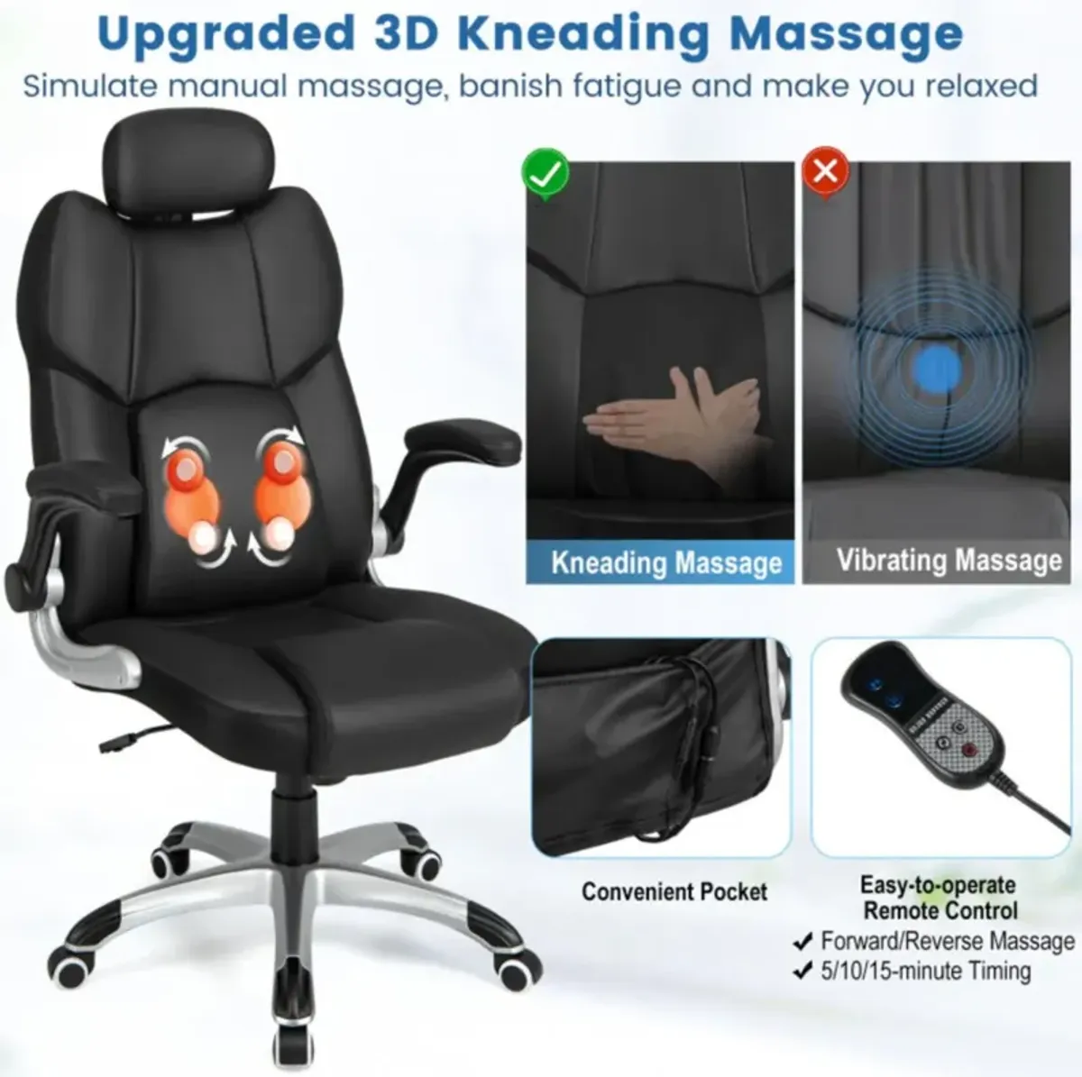 Hivvago Kneading Massage Office Chair with Adjustable Headrest