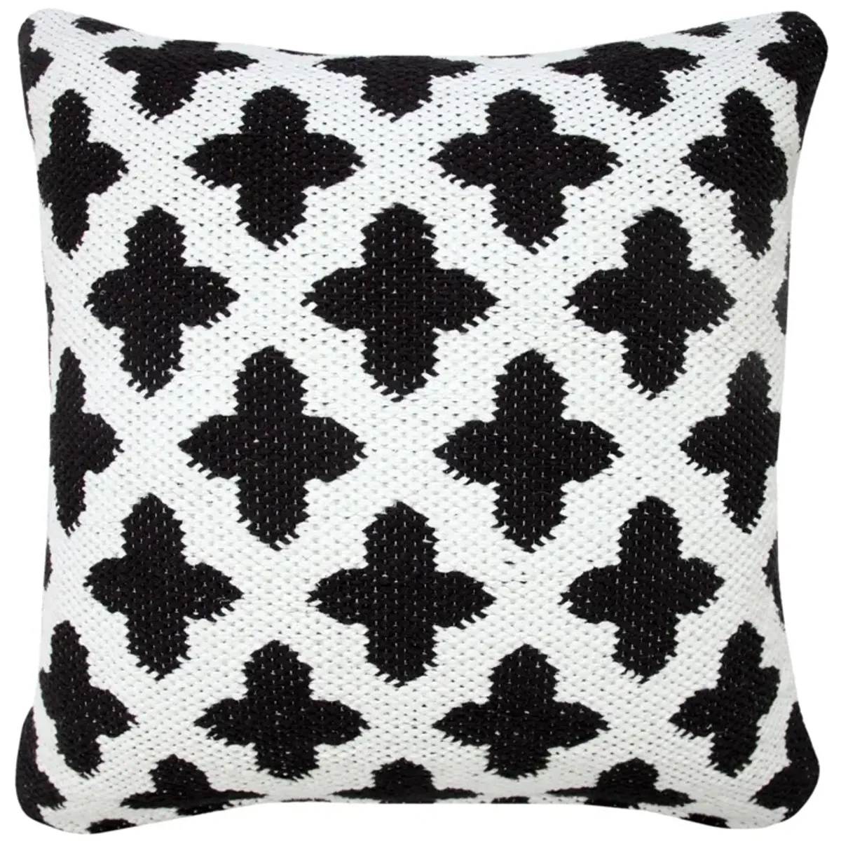 20" Black and White Swiss Cross Geometric Square Throw Pillow