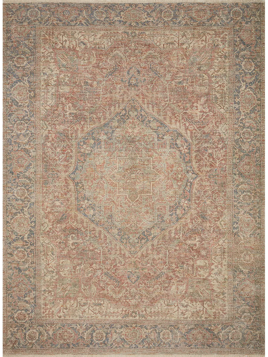 Priya PRY07 Brick/Navy 3'6" x 5'6" Rug