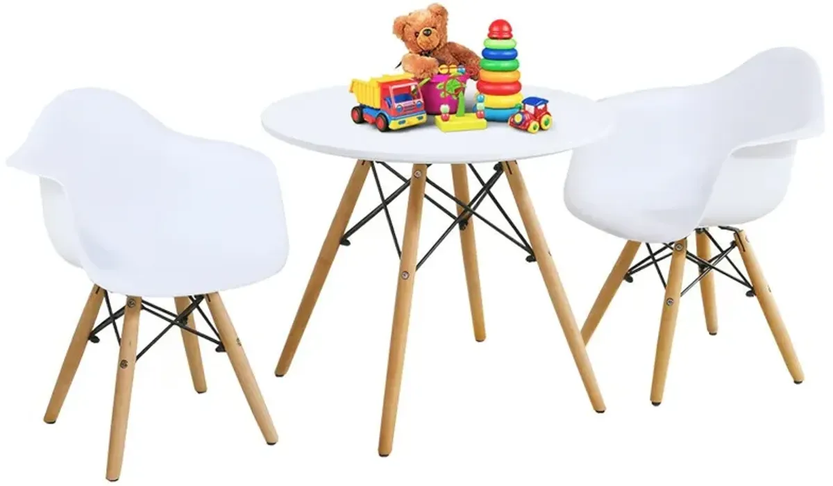 3 Pieces Kid's Modern Round Table Chair Set