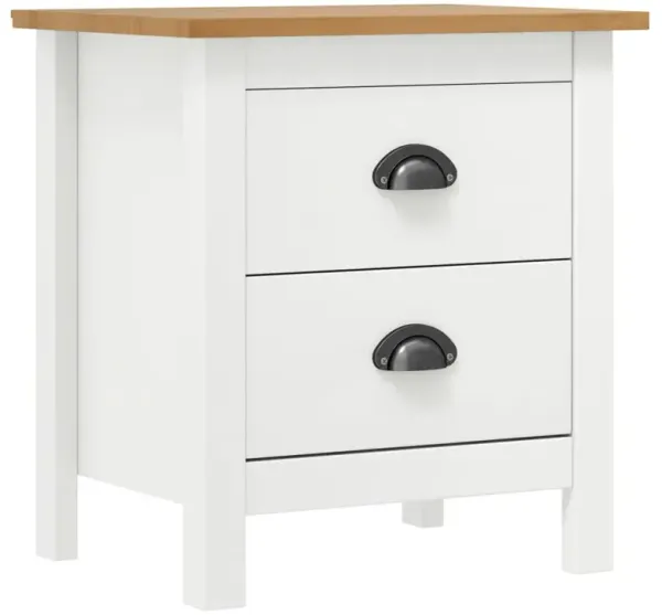 vidaXL Bedside Cabinet Hill White 18.1x13.8x19.5 Solid Pine Wood