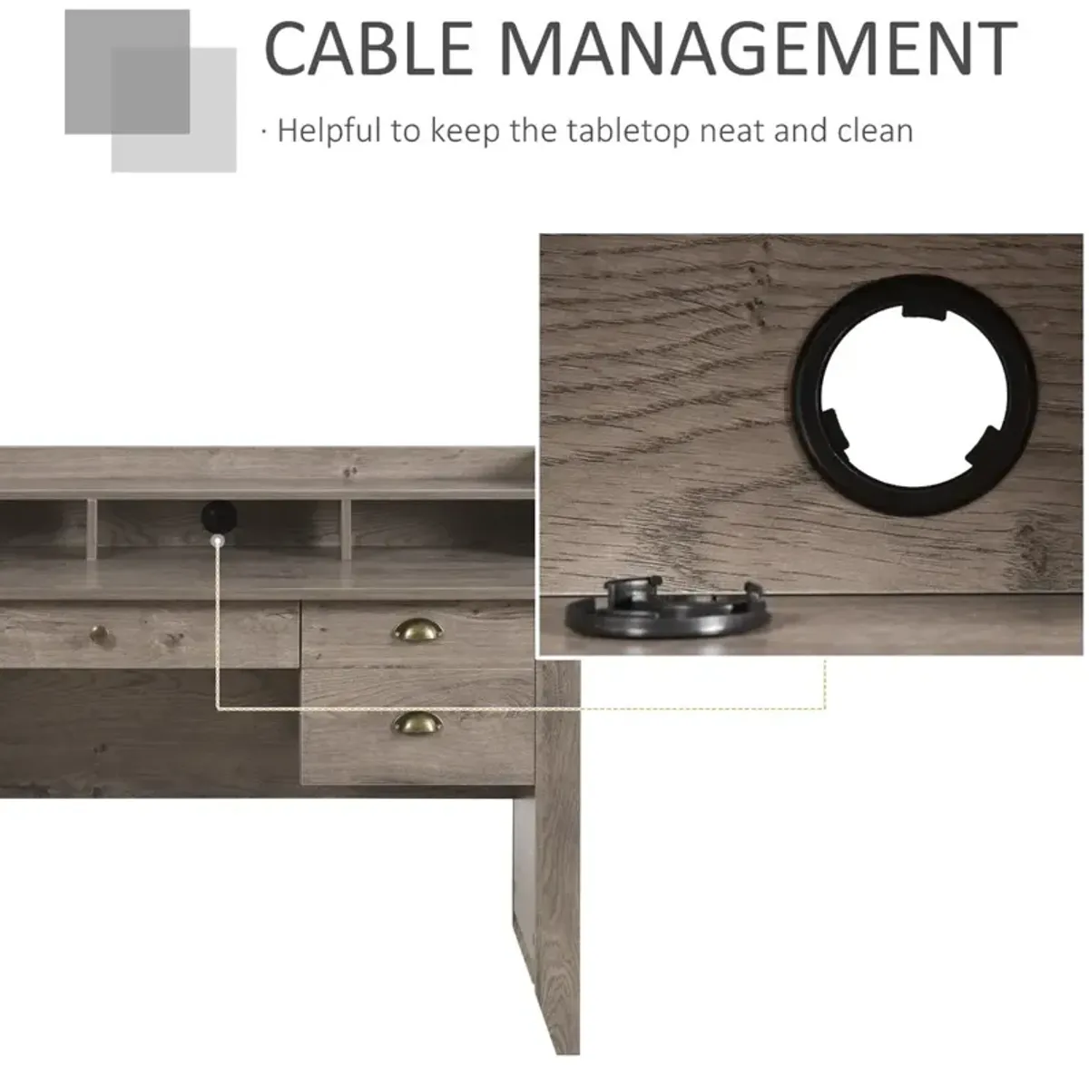 Multifunctional Desk: Computer Workstation with Drawers and Cable Management