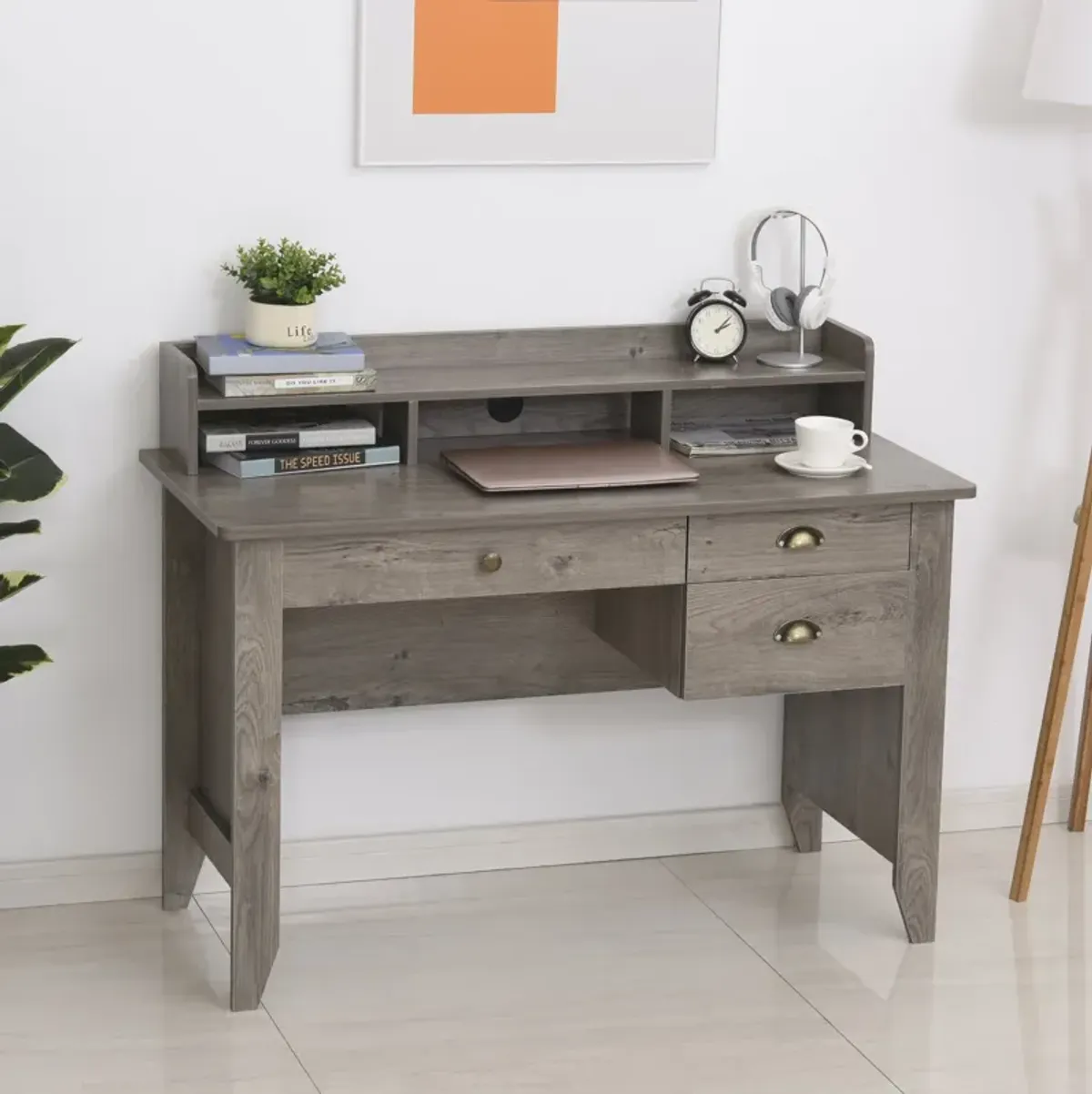 Multifunctional Desk: Computer Workstation with Drawers and Cable Management