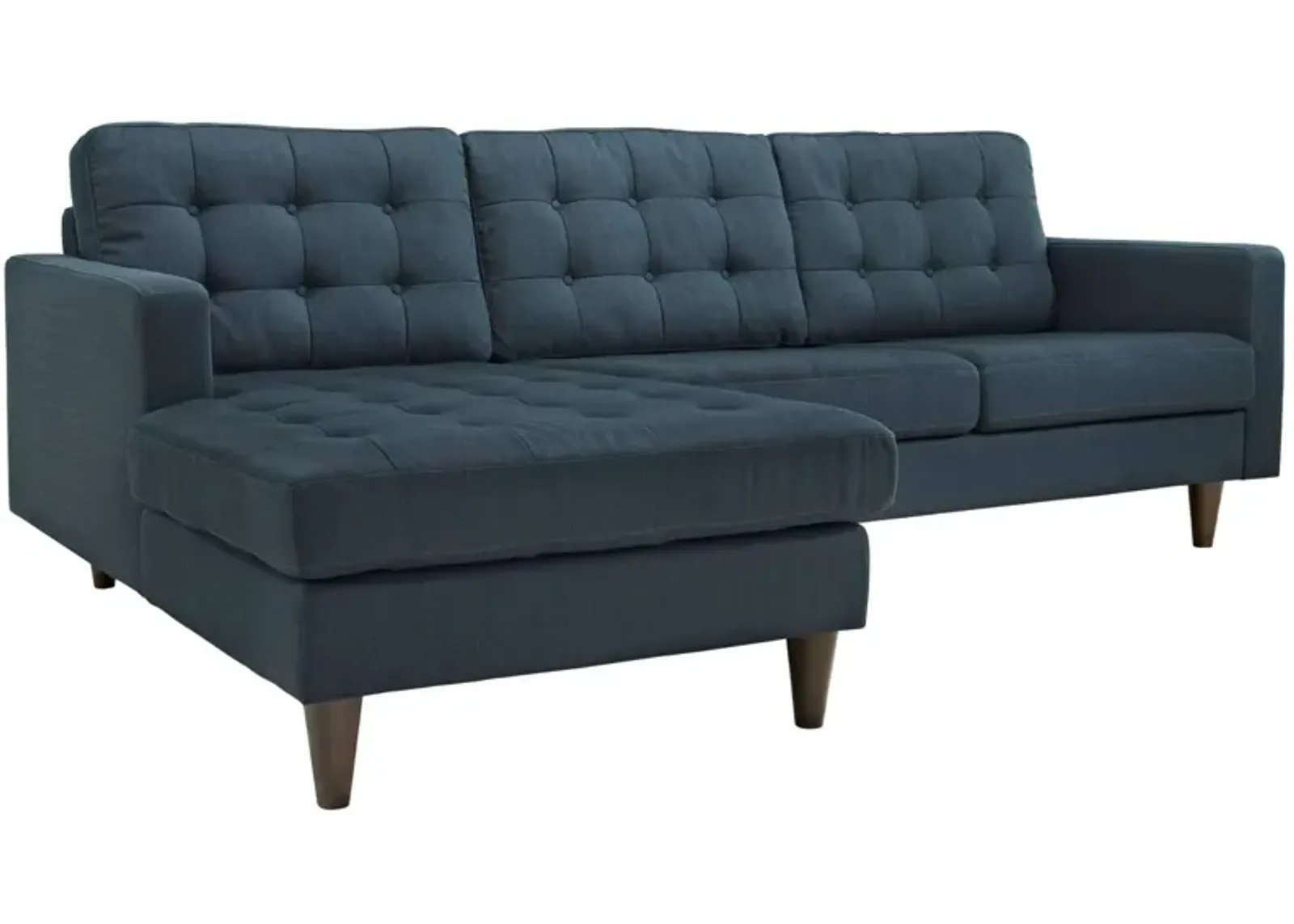 Empress Left-Arm Sectional Sofa - Luxurious Tufted Design, Solid Wood Legs, Exquisite Fabric Upholstery - Azure