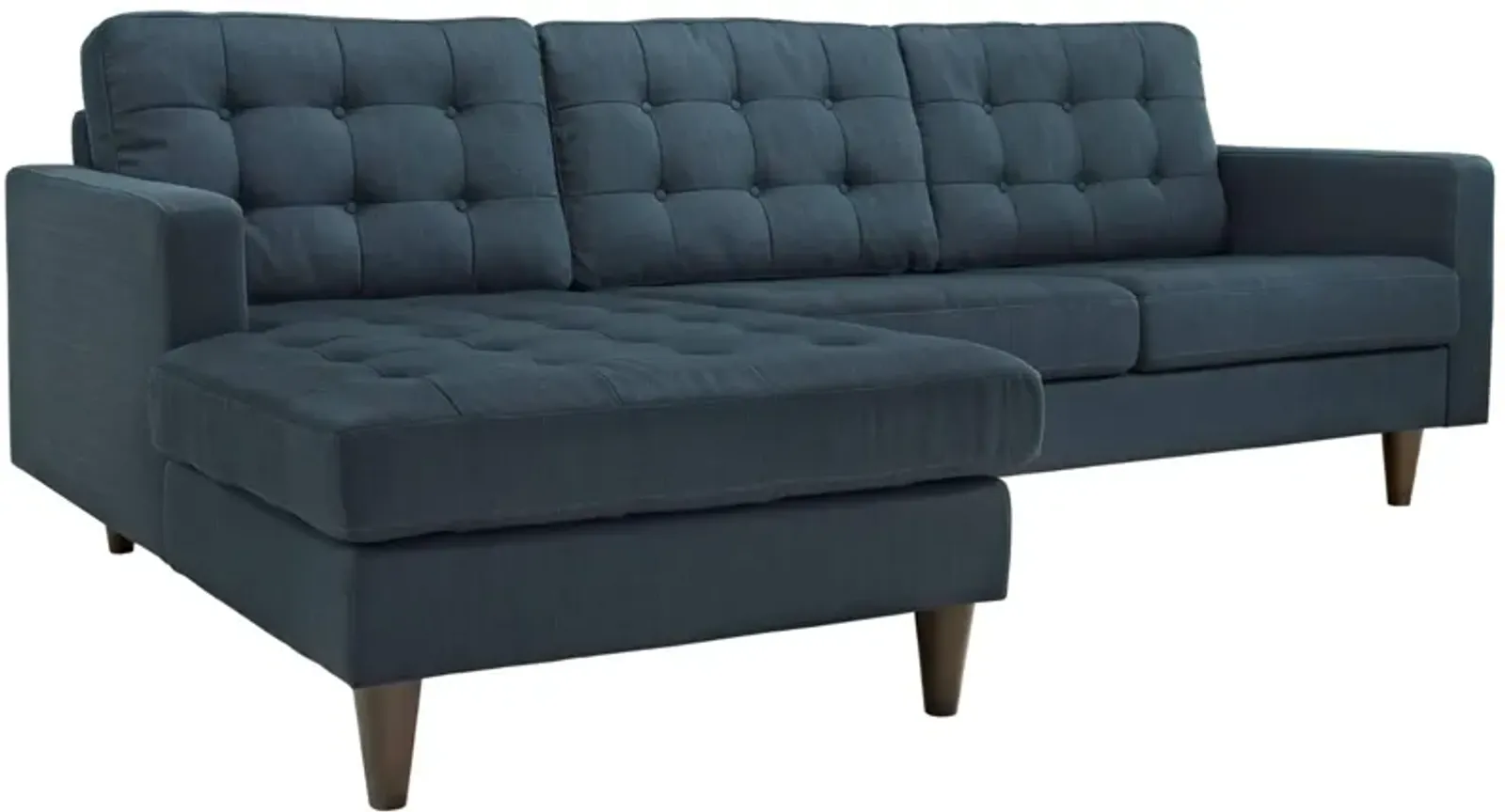 Empress Left-Arm Sectional Sofa - Luxurious Tufted Design, Solid Wood Legs, Exquisite Fabric Upholstery - Azure