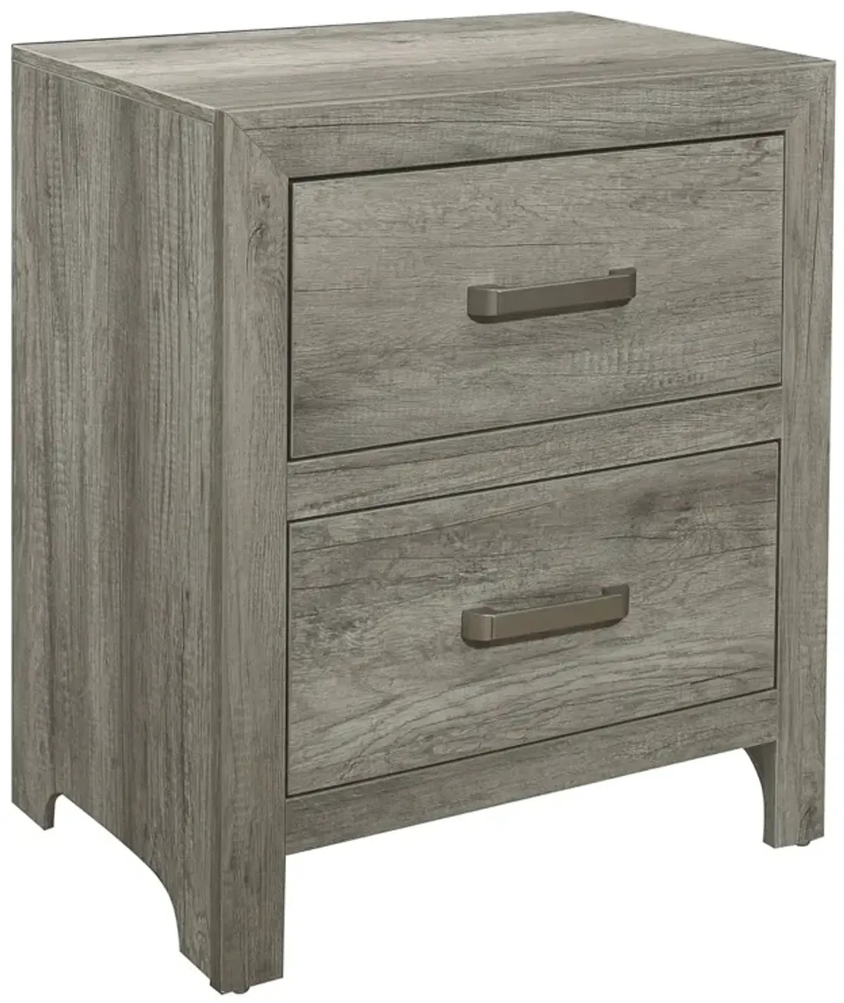 Transitional Aesthetic Bedroom Nightstand MDF Veneer Weathered Finish Nickel Hardware