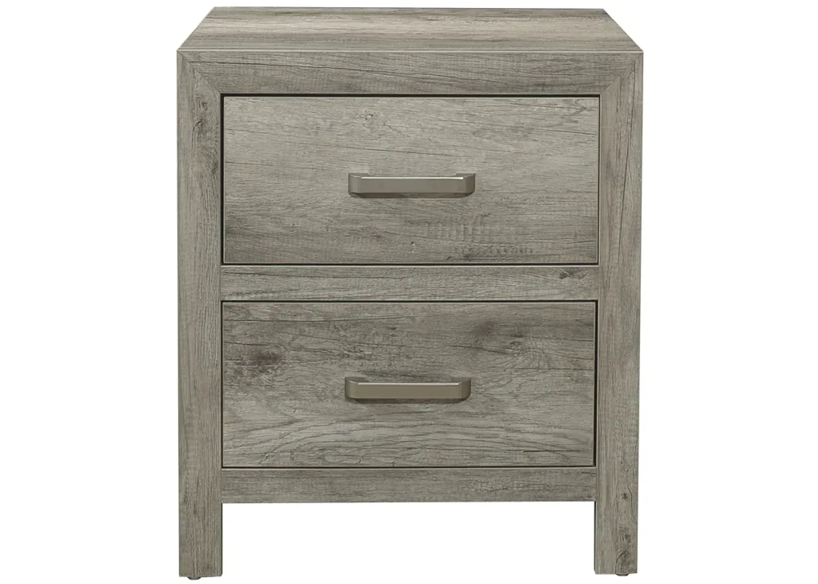 Transitional Aesthetic Bedroom Nightstand MDF Veneer Weathered Finish Nickel Hardware