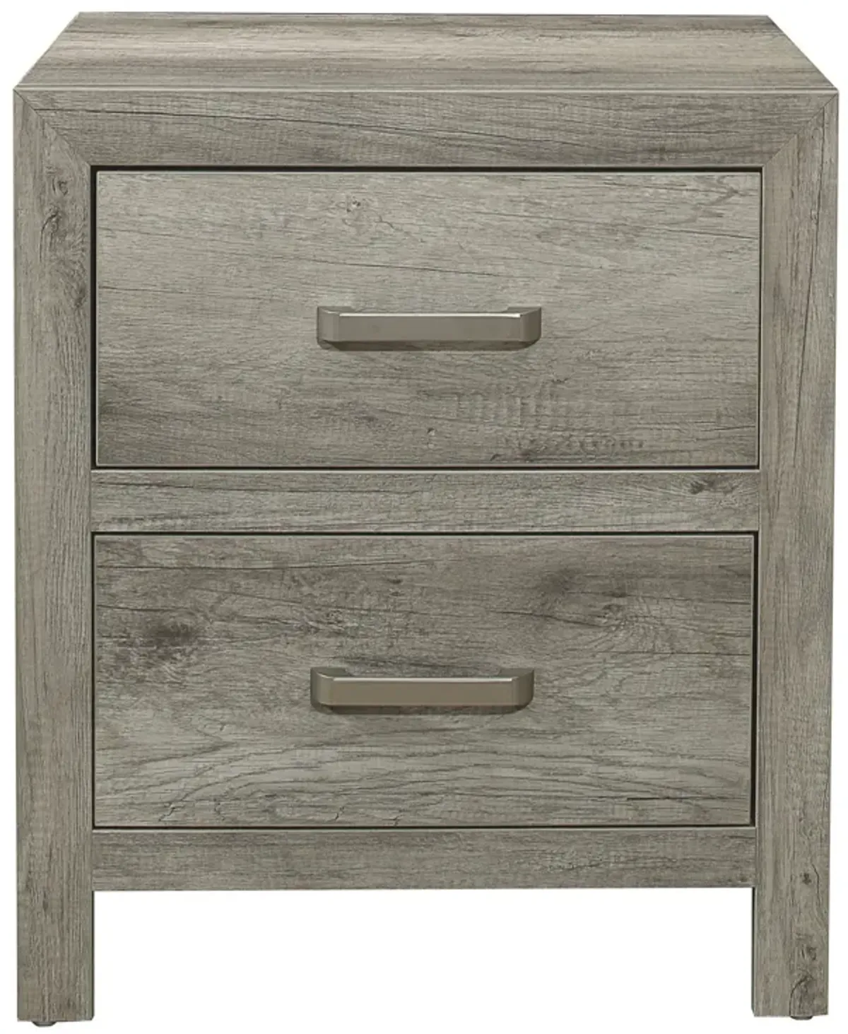 Transitional Aesthetic Bedroom Nightstand MDF Veneer Weathered Finish Nickel Hardware