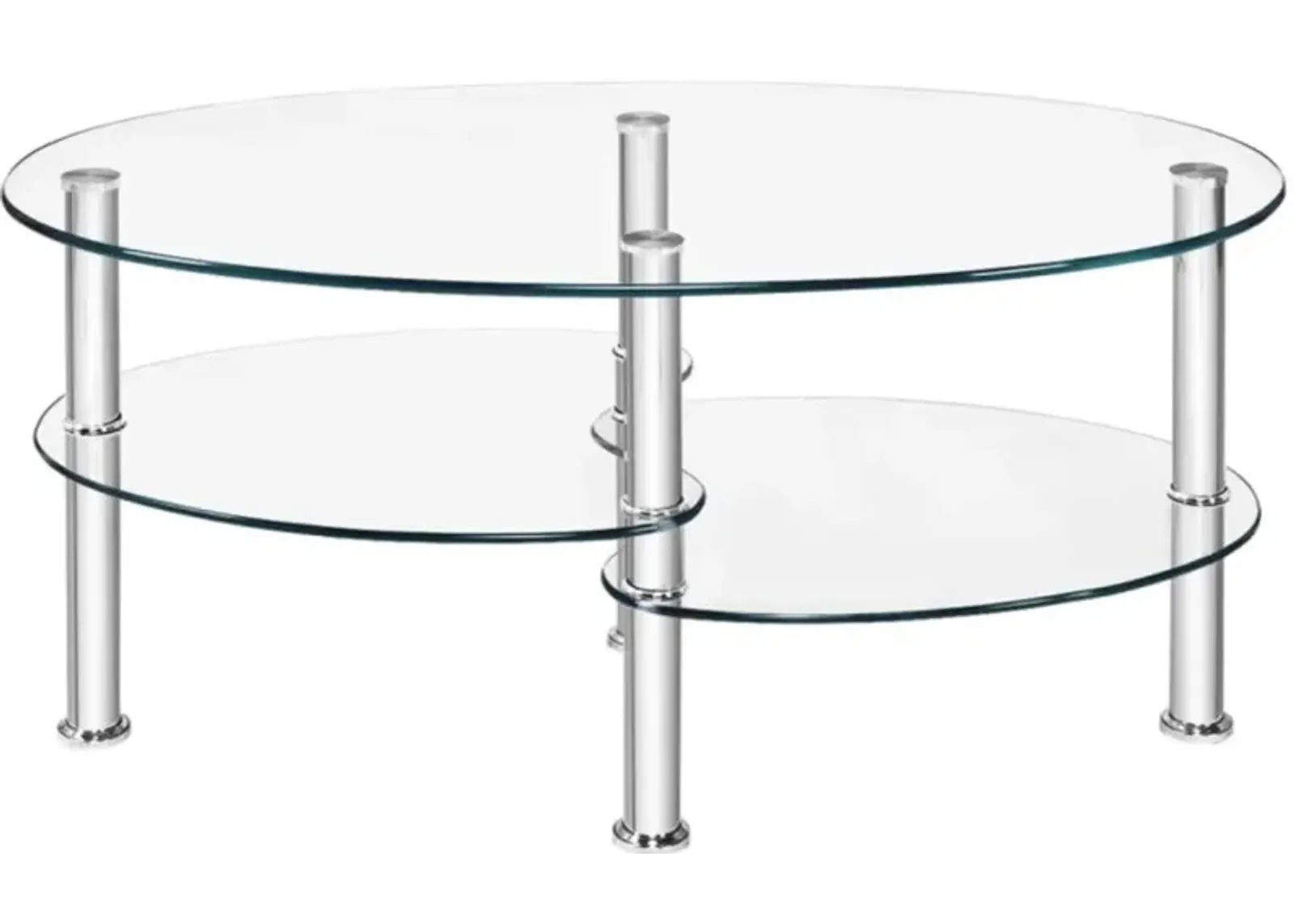 Hivvago Tempered Glass Oval Side Coffee Table