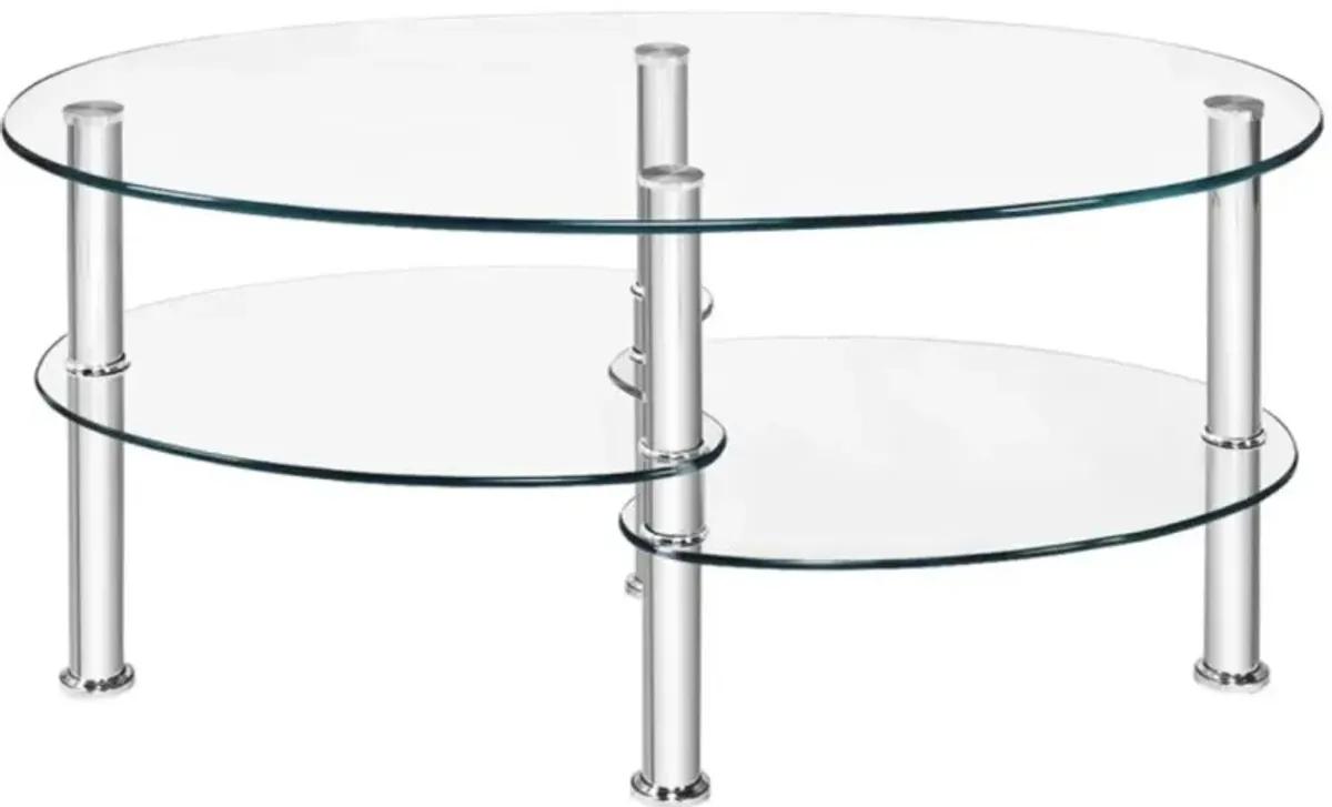 Hivvago Tempered Glass Oval Side Coffee Table