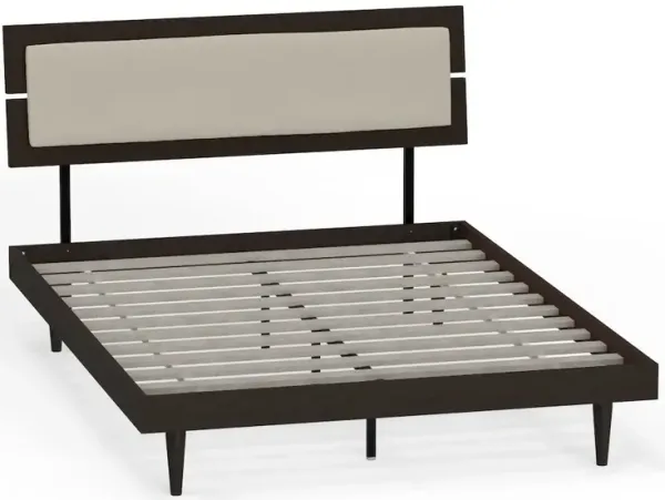 Comfort Pointe Benoni Queen Wooden Bed with Taupe Cushion Walnut