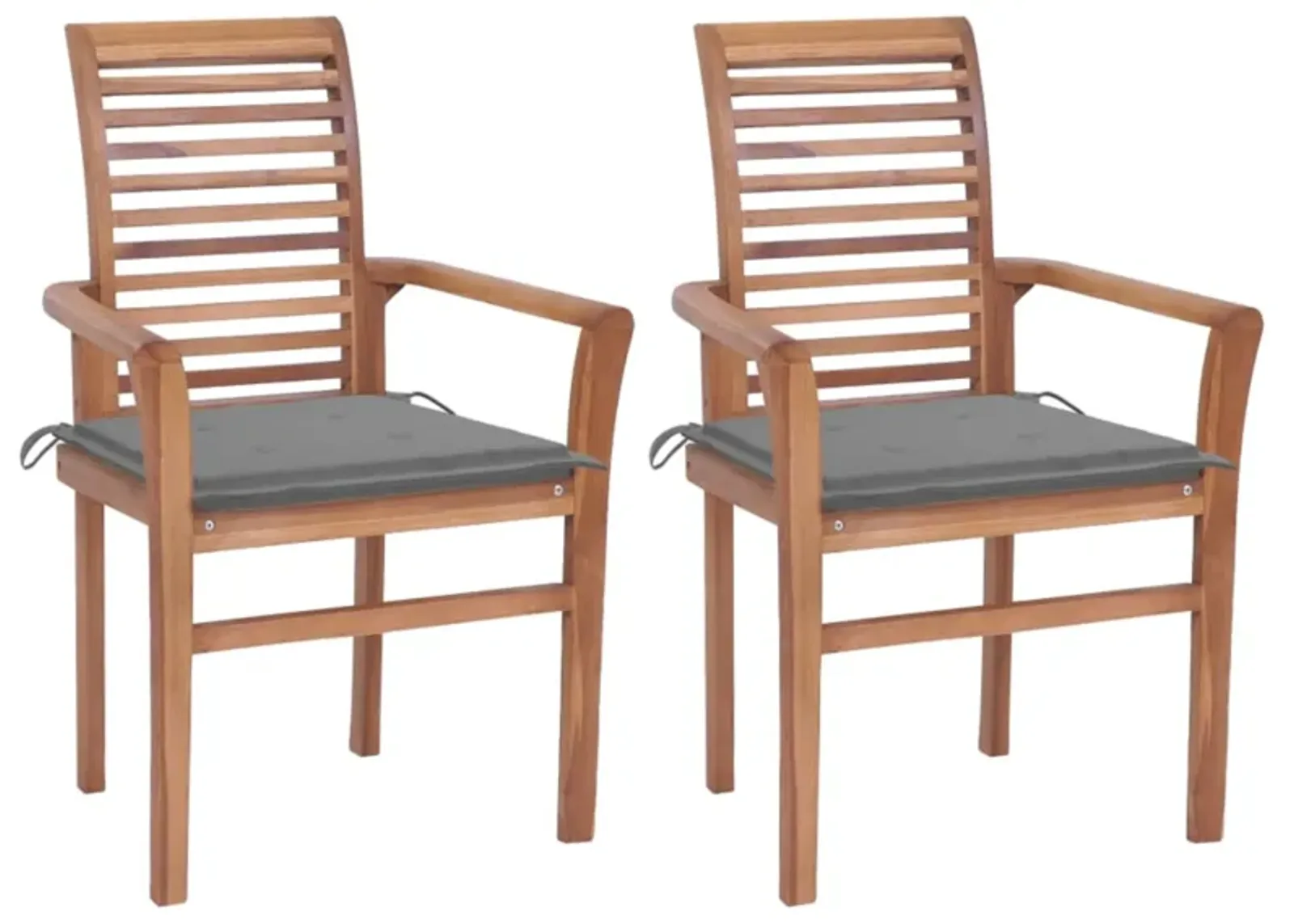 vidaXL Dining Chairs 2 pcs with Gray Cushions Solid Teak Wood