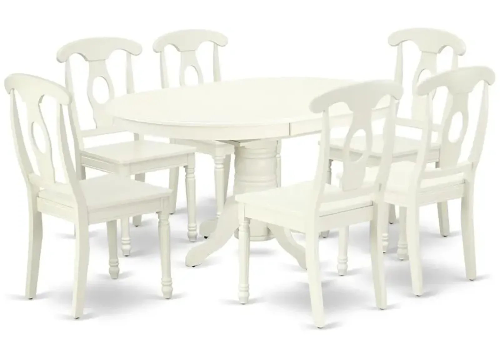 East West Furniture Dining Room Set Linen White, AVKE7-LWH-W