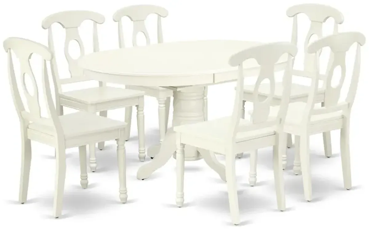 East West Furniture Dining Room Set Linen White, AVKE7-LWH-W