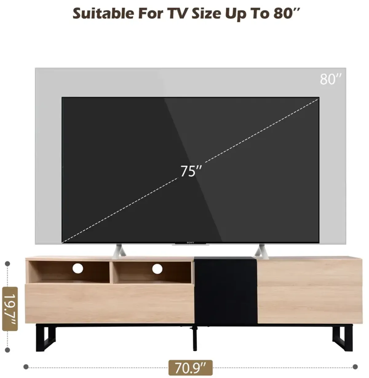 MeraxModern Media Console Table TV Stand