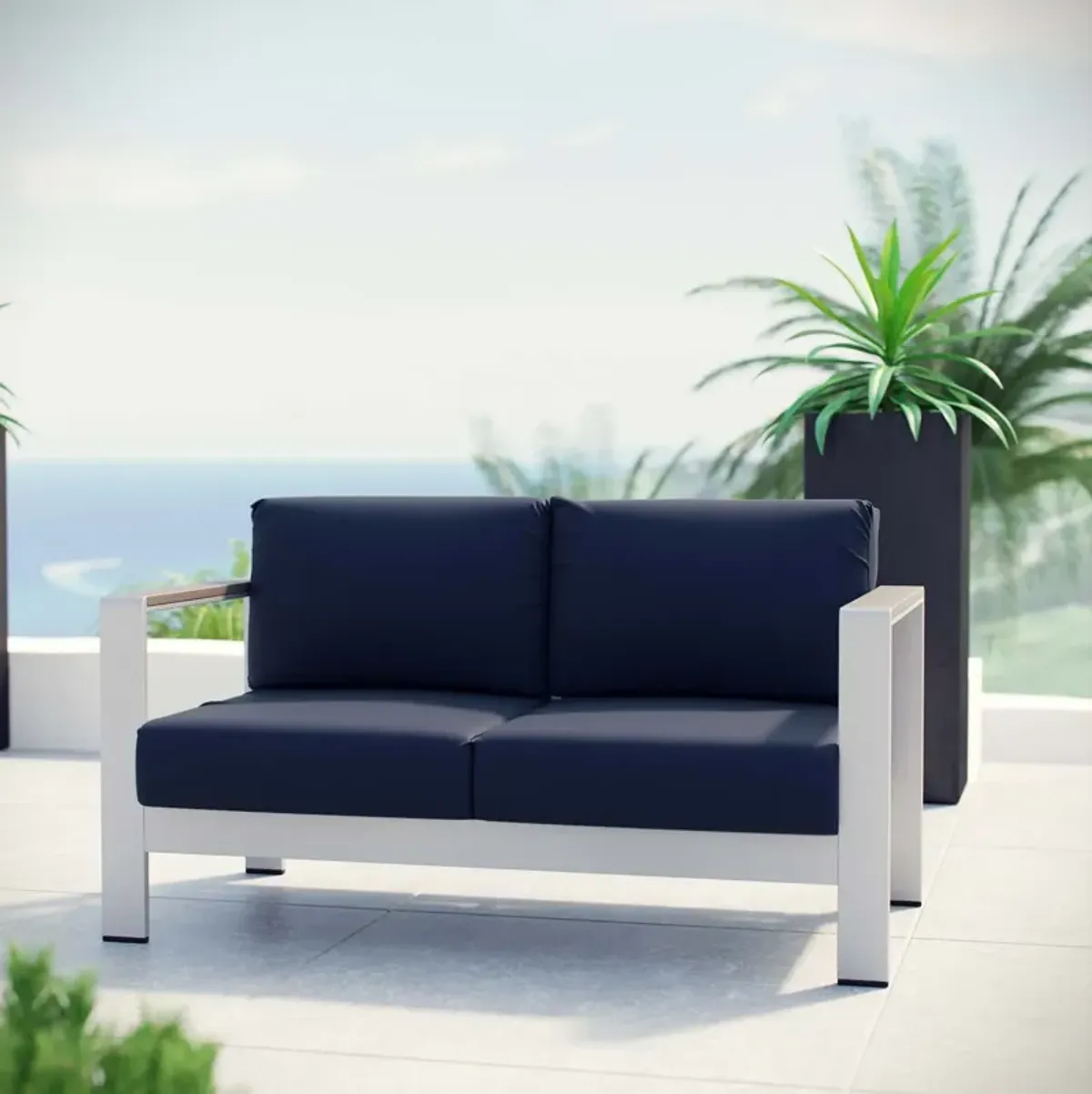 Modway - Shore Outdoor Patio Aluminum Loveseat