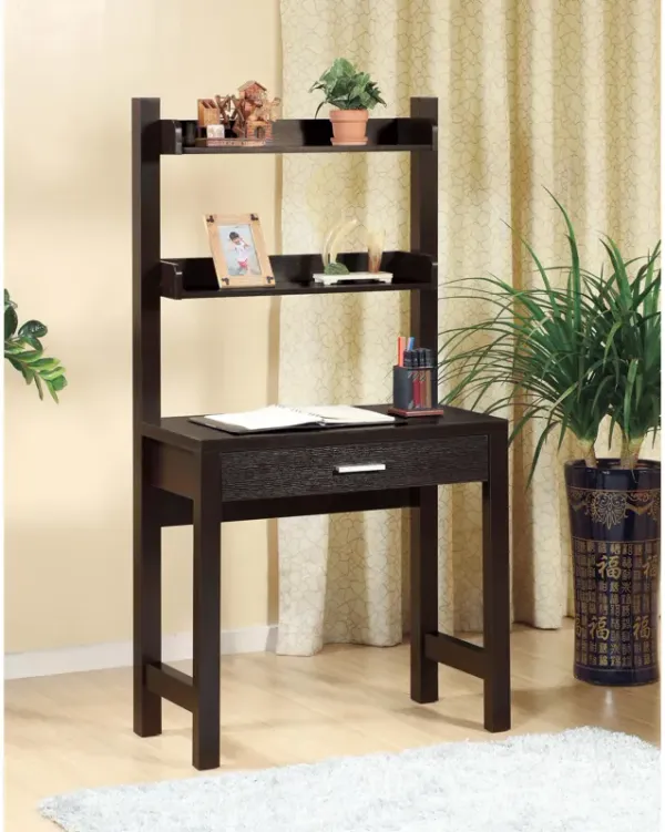 Red Cocoa Home Office Computer Desk with 2 Shelves and Mental Handle Drawer