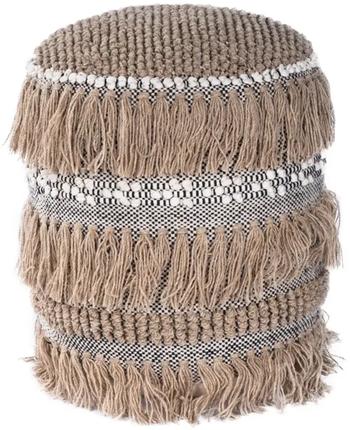 Boho Bullet Tassel Pouf Ottoman