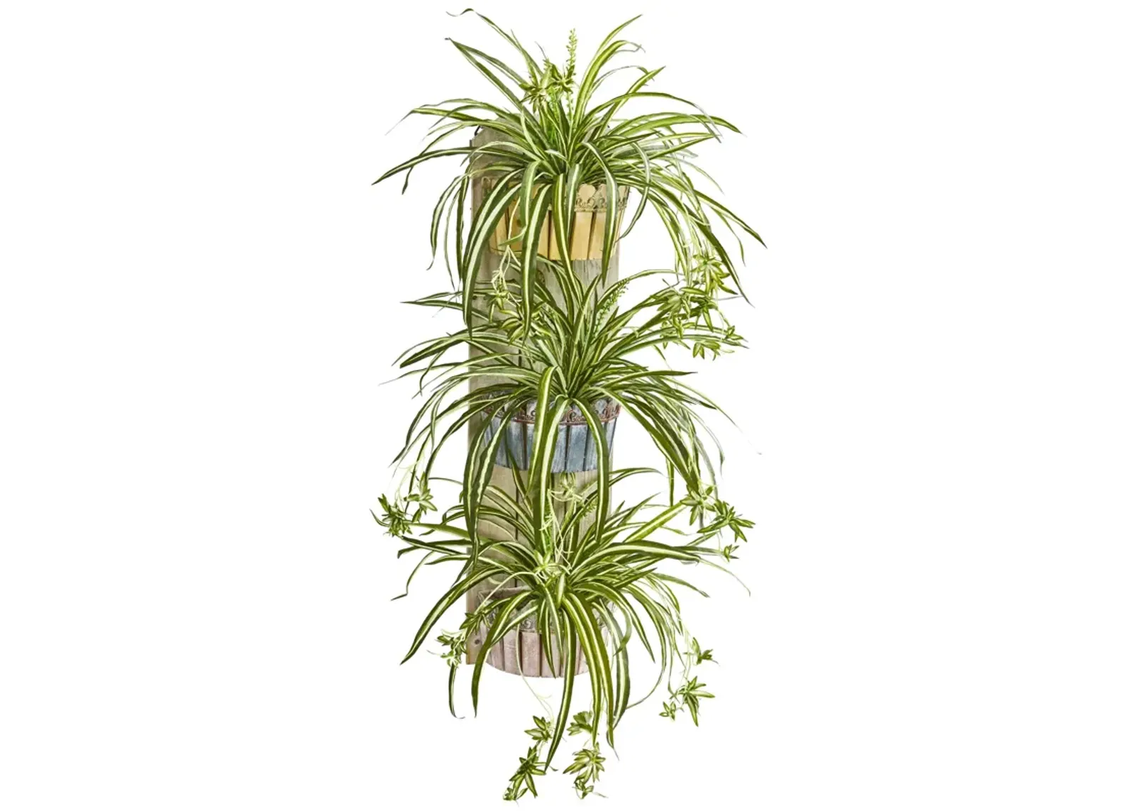 HomPlanti 39" Spider Artificial Plant in Three-Tiered Wall Decor Planter