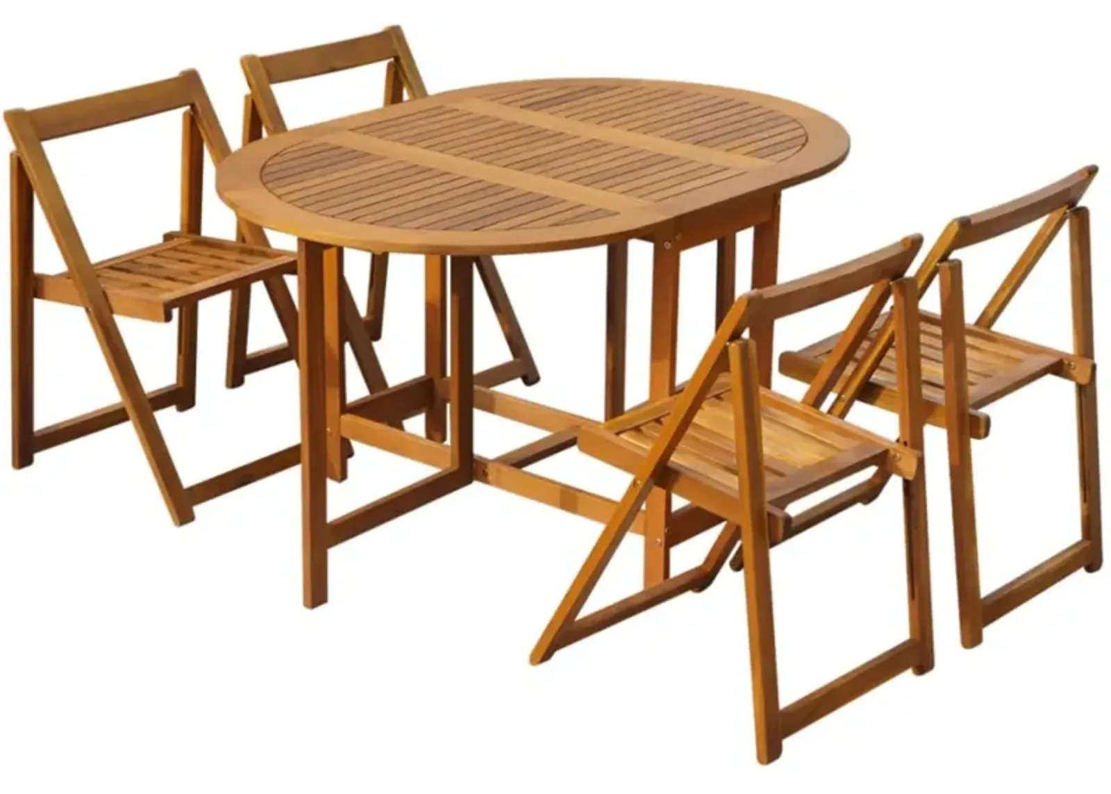 vidaXL 5 Piece Folding Outdoor Dining Set Solid Acacia Wood