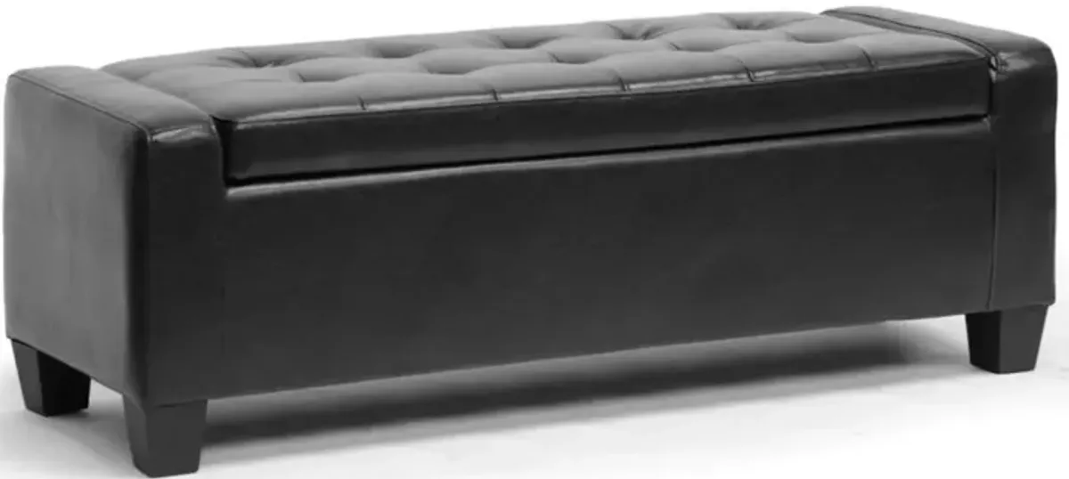 Baxton Studio Manchester Black Ottoman