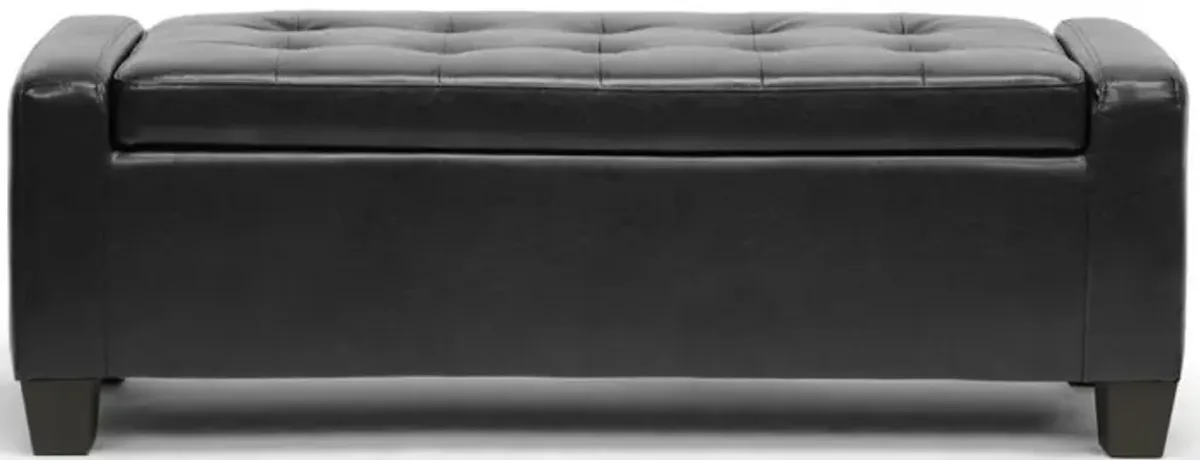 Baxton Studio Manchester Black Ottoman