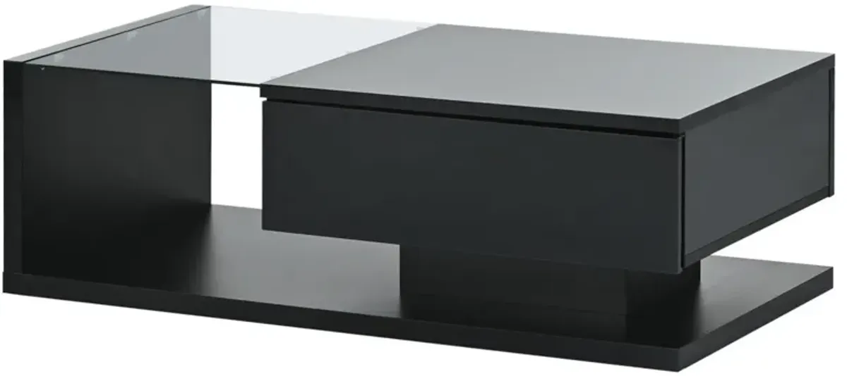 Modernist Glass-Wood Center Table