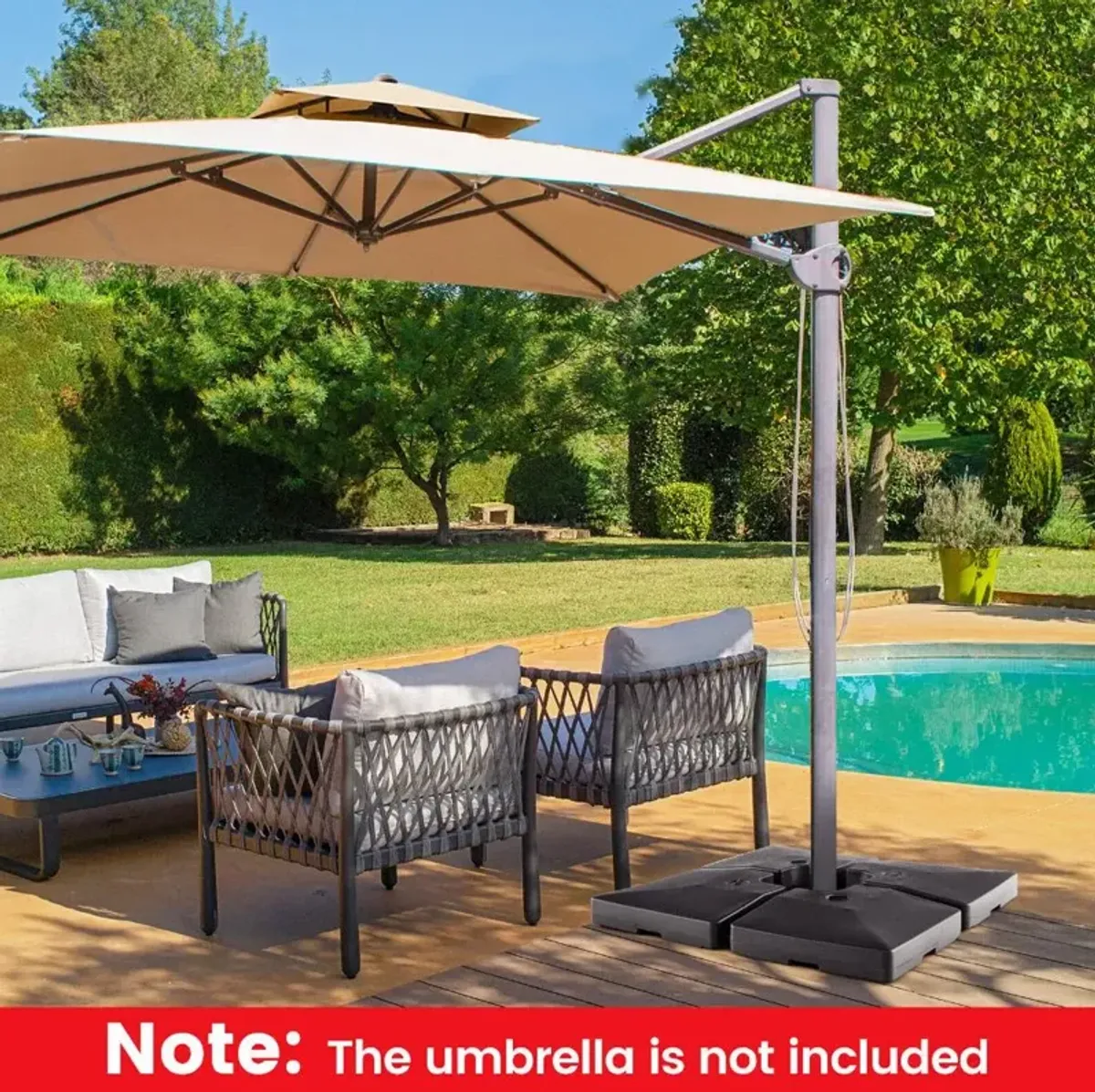 4-Piece 20L Cantilever Offset Patio Umbrella Base