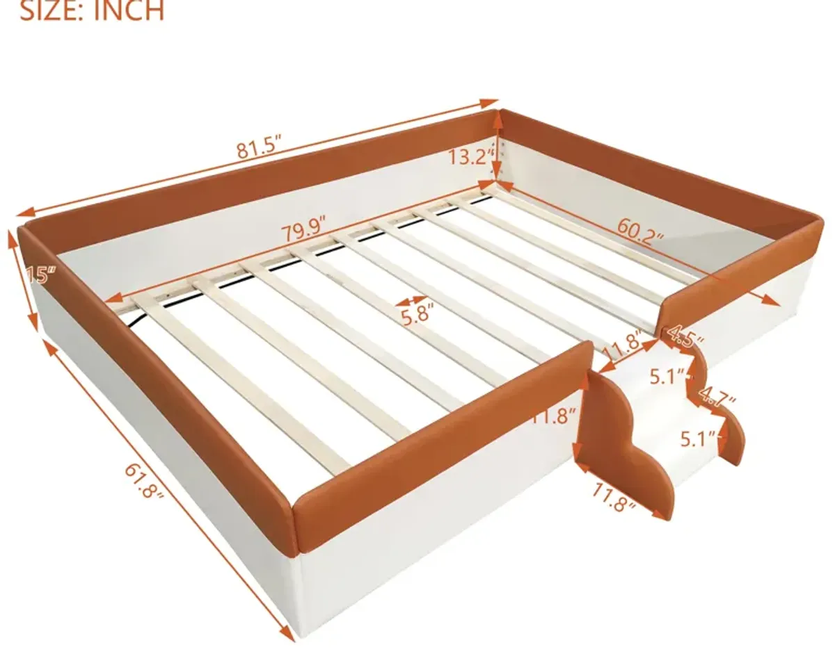 Merax Modern Daybed Frame with Fence and Stairs