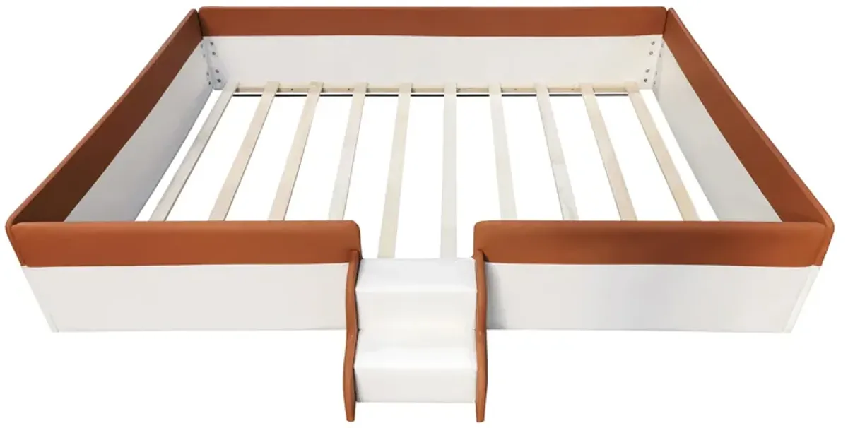 Merax Modern Daybed Frame with Fence and Stairs