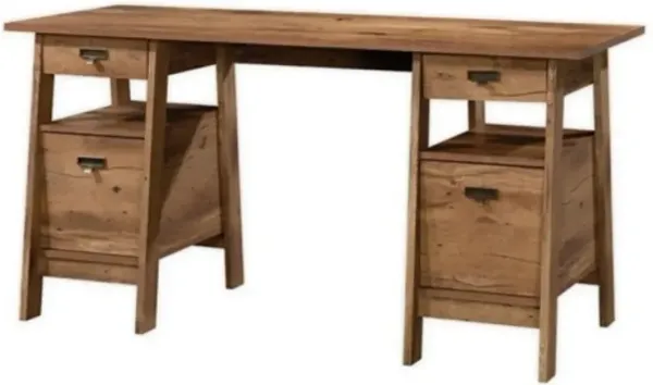 Rustic Farmhouse Executive Desk with Integrated Filing Cabinets