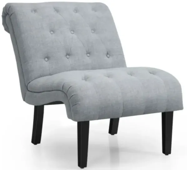 Cotton Linen Fabric Armless Accent Chair with Adjustable Foot Pads