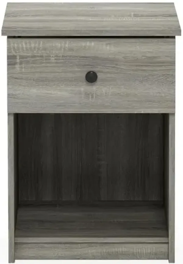 Furinno Lucca Nightstand with One Drawer, French Oak Grey