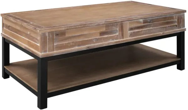 U-style Lift Top Coffee Table with Inner Storage Space and Shelf