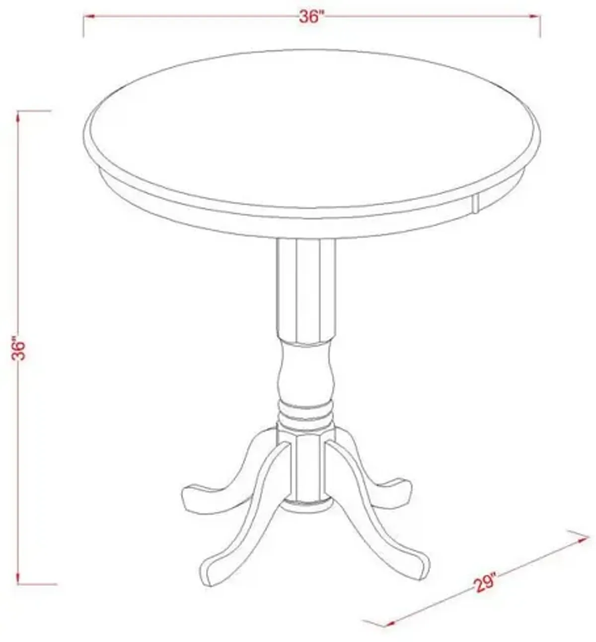 East West Furniture Jackson  Counter  Height  Table  in  Buttemilk  and  Cherry  Finish