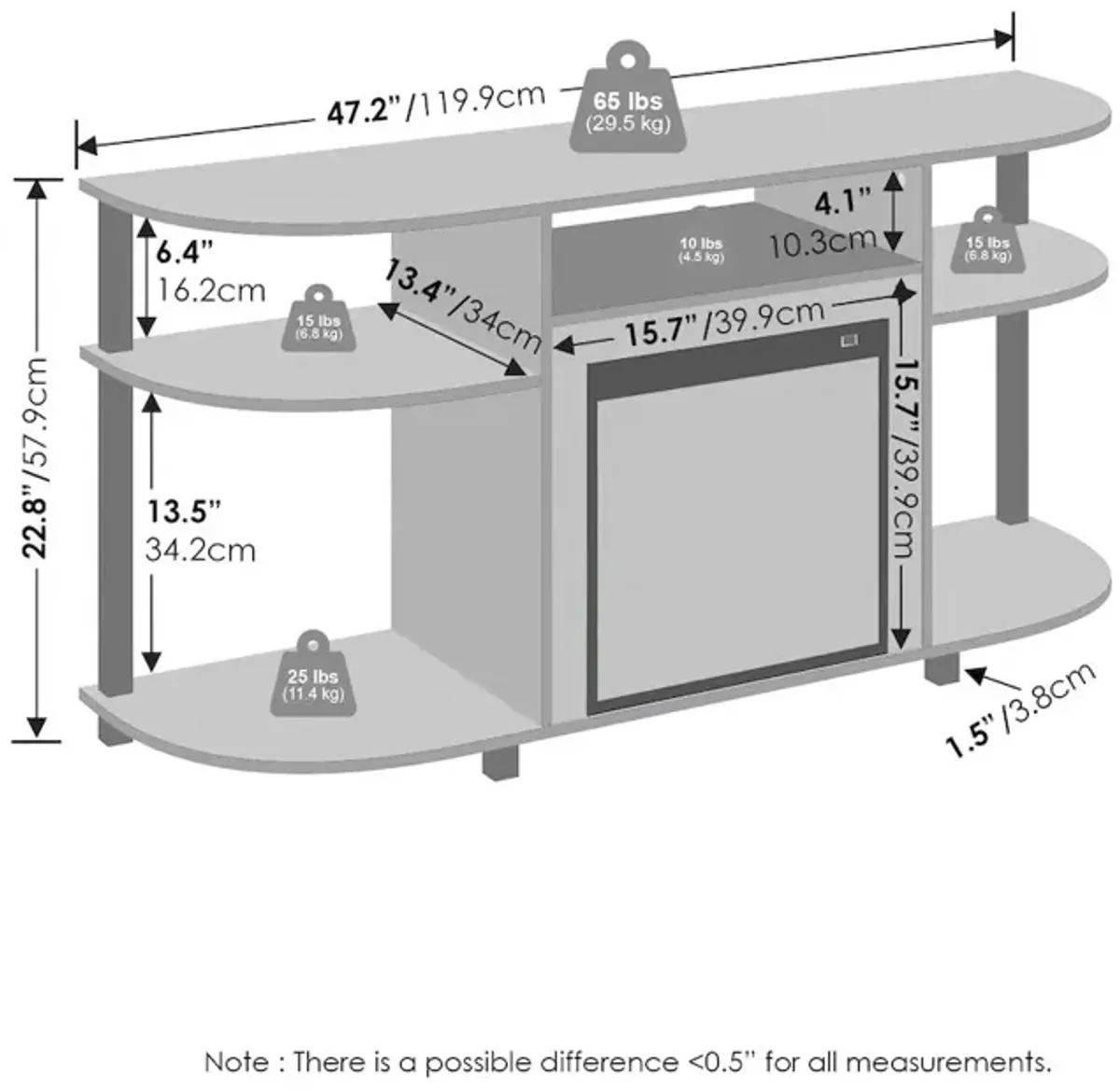 Fireplace TV Stand, Entertainment Center for TV up to 55 Inch