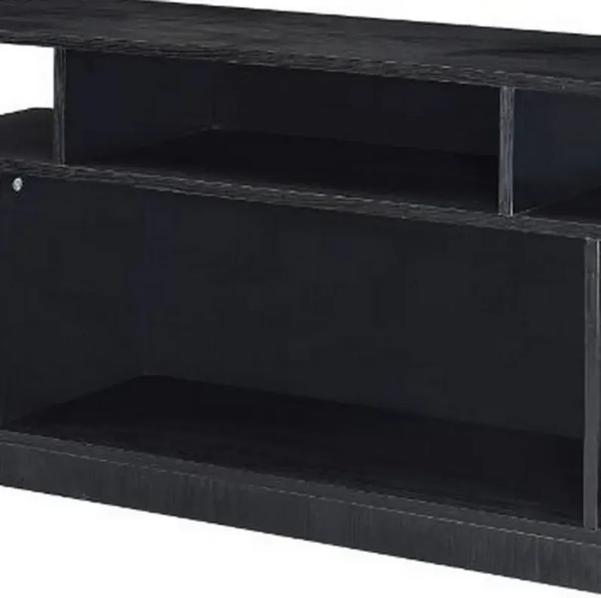 Sofa Table with 2 Open Compartments and Extended Sides, Black-Benzara