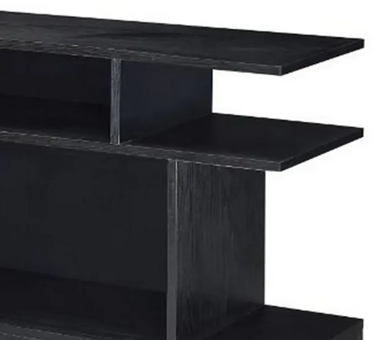 Sofa Table with 2 Open Compartments and Extended Sides, Black-Benzara