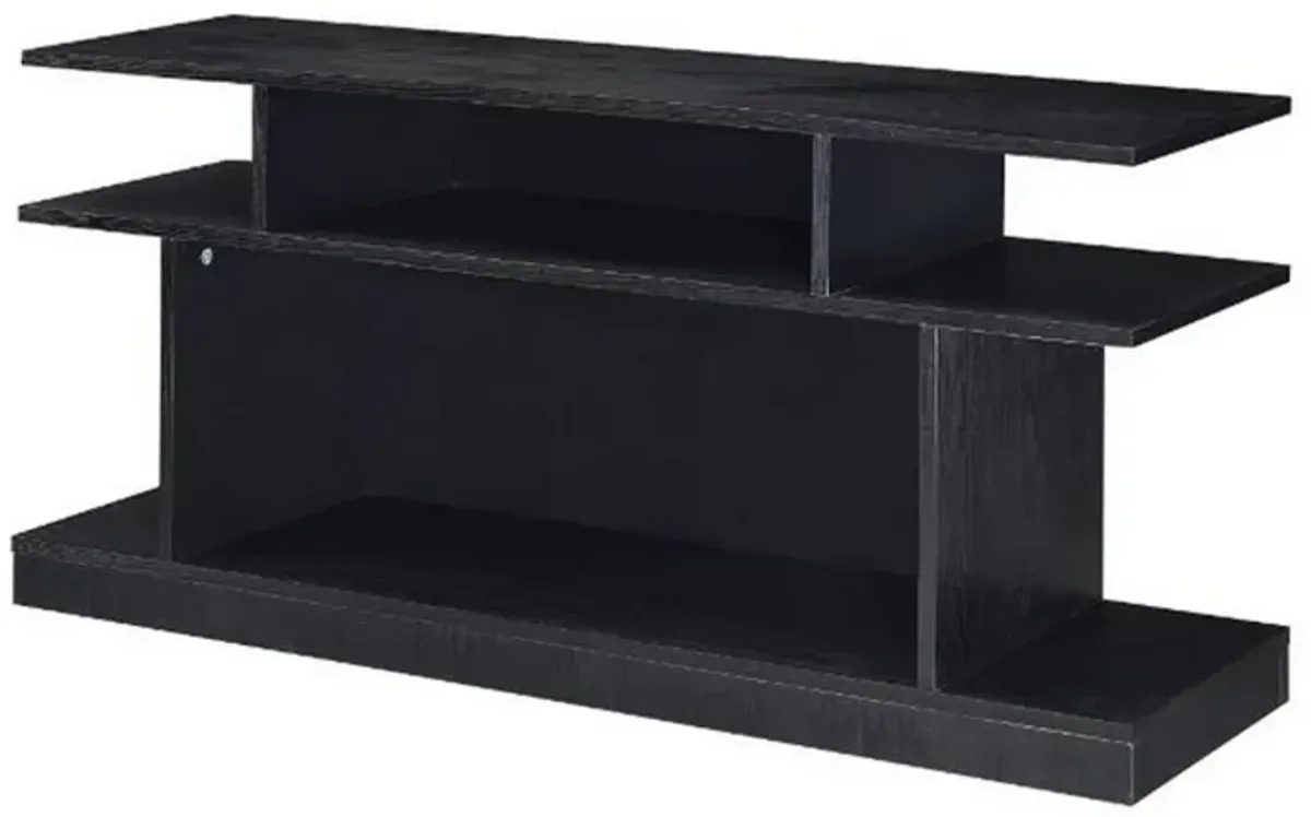 Sofa Table with 2 Open Compartments and Extended Sides, Black-Benzara