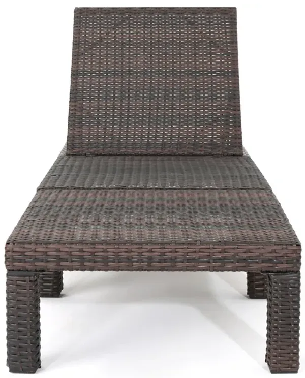 Jamia Chaise Lounger, Brown Wicker, Iron, Adjustable Backrest, 77 Inch