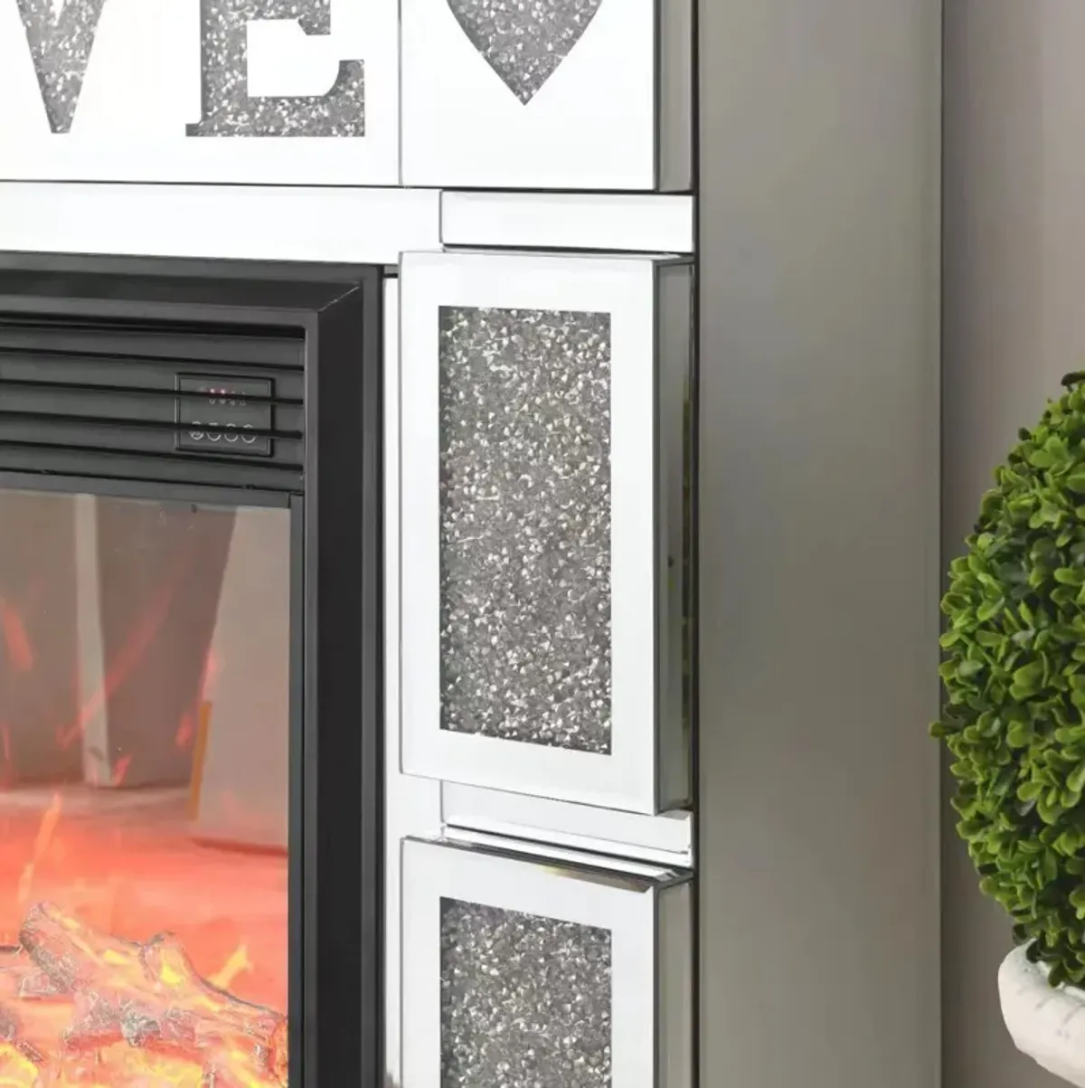Streamdale Electric Fireplace with Mirror & Faux Crystals