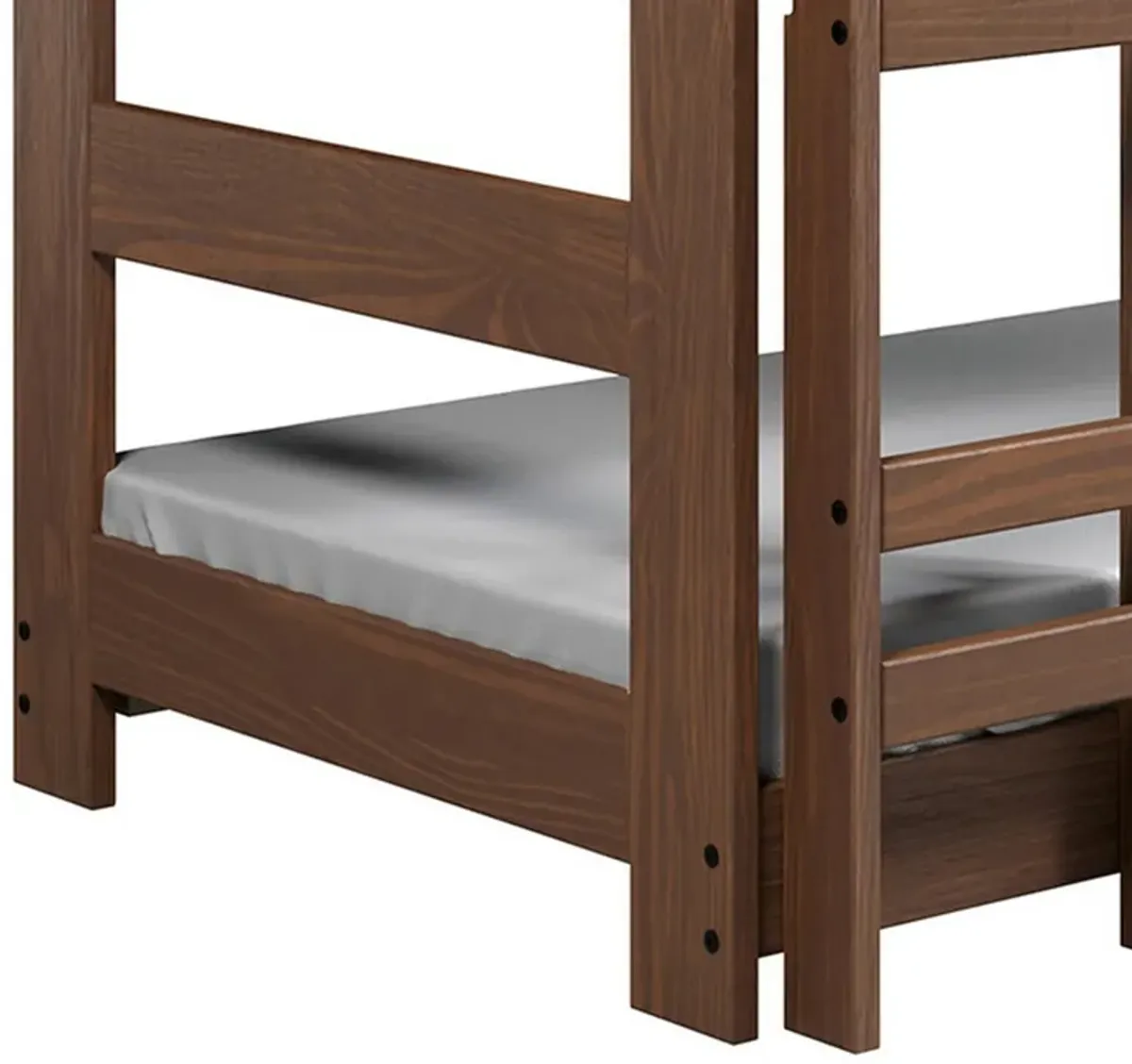 Twin/Twin Bunk Bed with Ladder, Brazilian Pine, Solid Wood, Mahogany